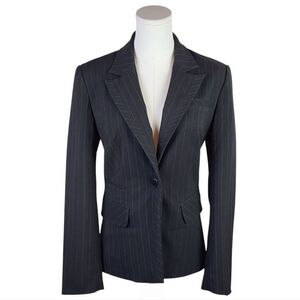 Kenneth Cole Black Pinstripe Blazer Size 2 Tailored Career Jacket Lined